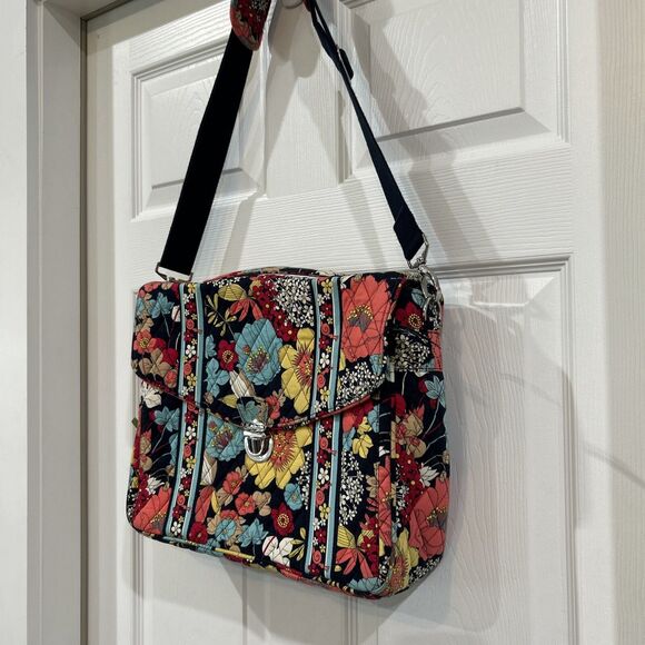 Vera Bradley Happy Snails Attache Laptop Brief Case Shoulder Bag Quilted Fabric - Picture 3 of 16